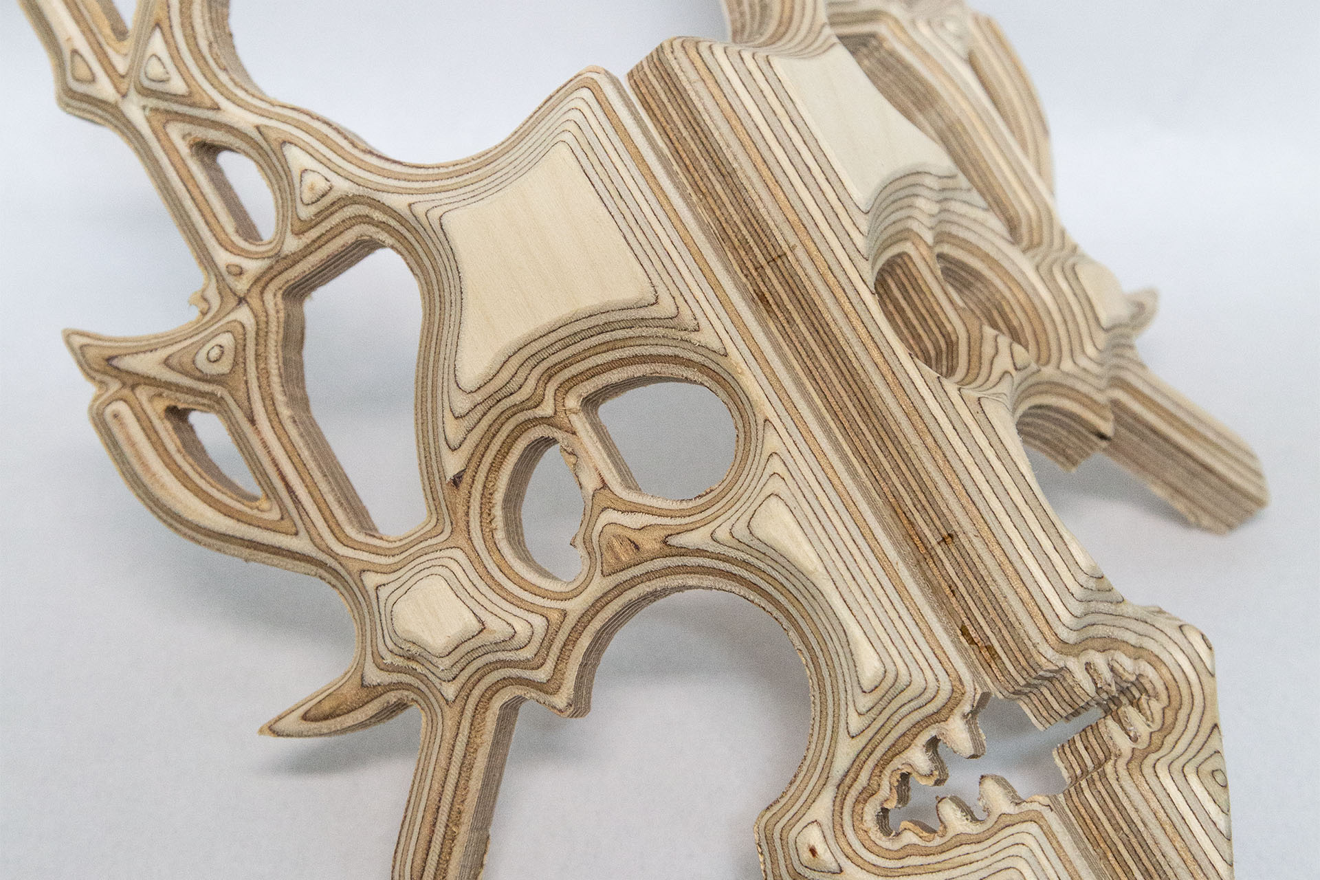 An object inspired by the carved wooden masks of the Ibibio tribe but through the use of CNC.