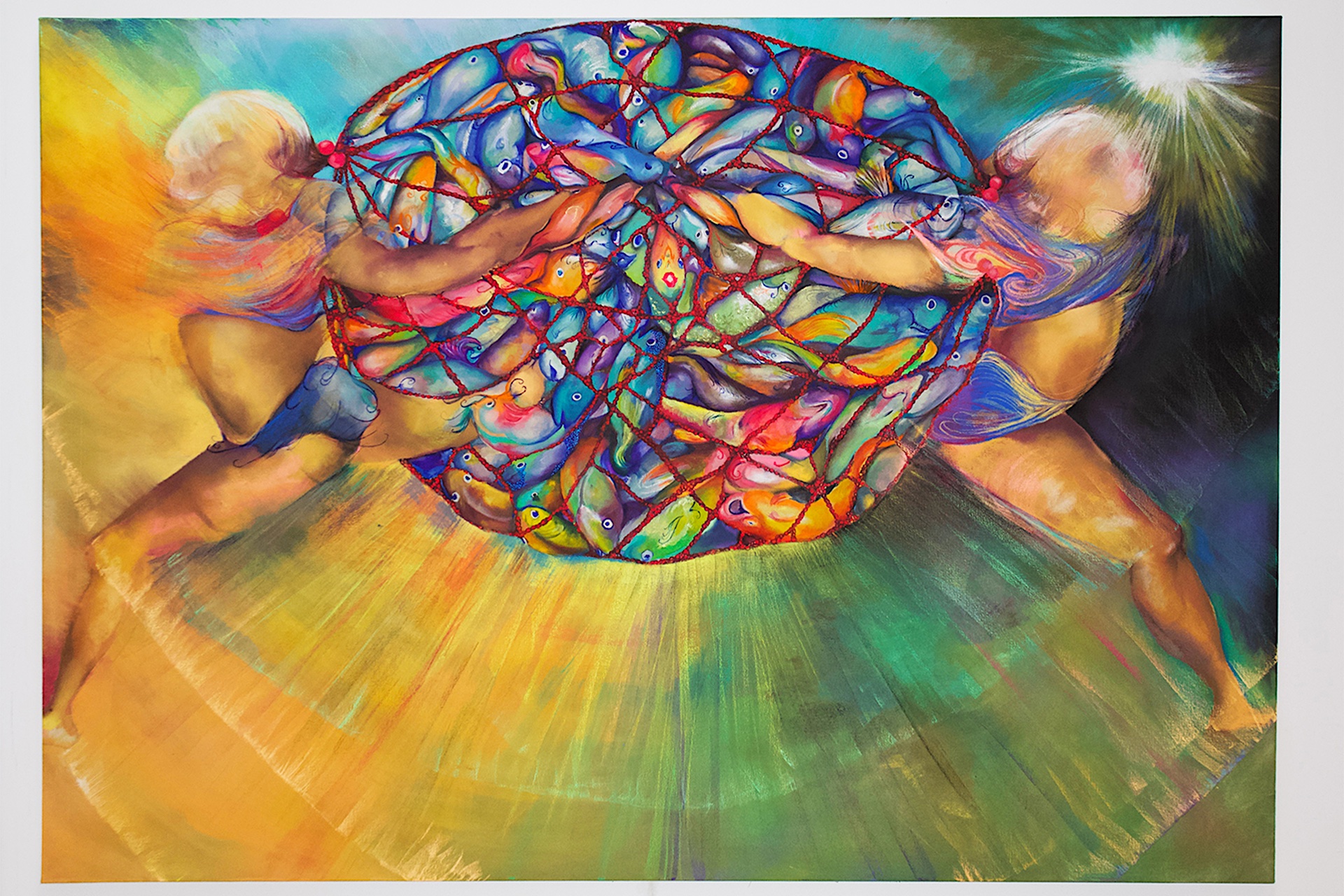 Acrylic Paint and Chalk Pastel on Canvas 