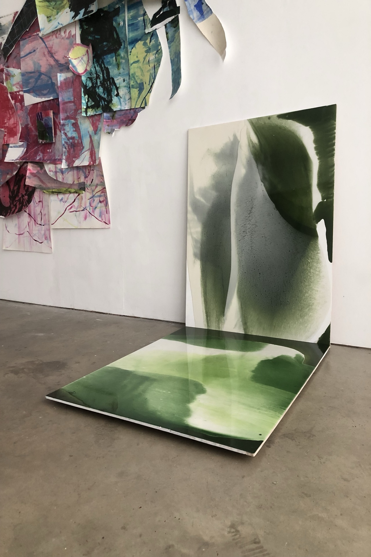 two pieces of resin on plywood