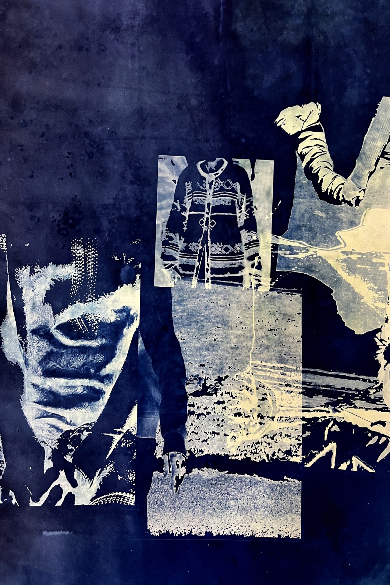 Cyanotype print of artist's grandmother's images. 