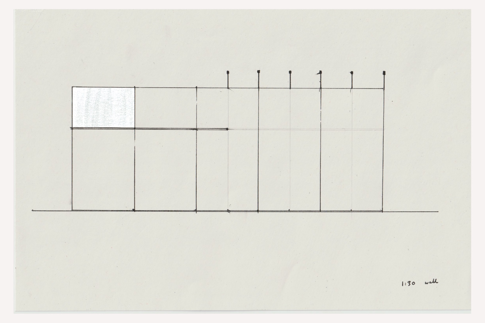 pen, paper, lines, wall, drawing, silver, elevation