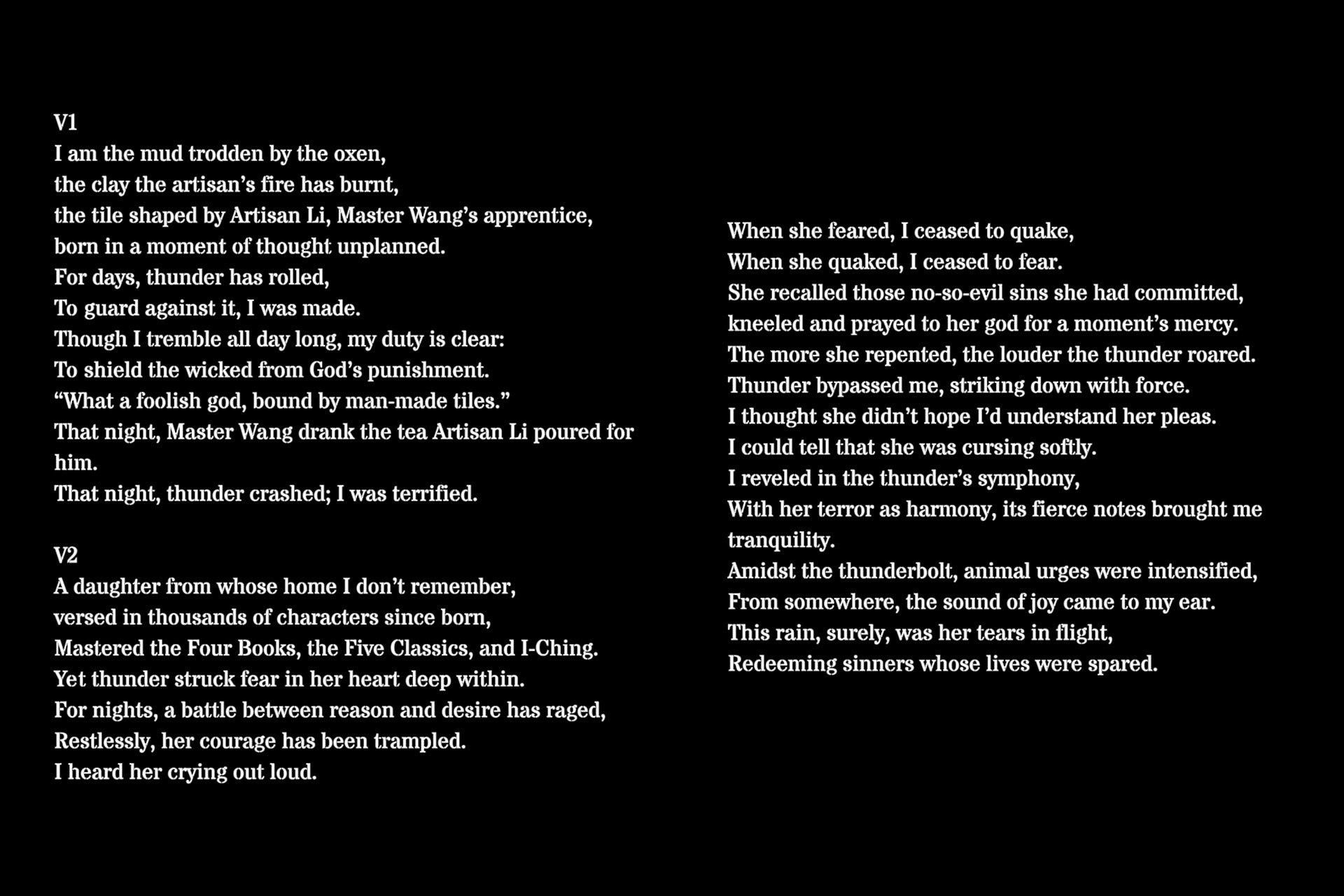 A poem that can be read directly from the image.